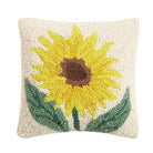 Sunflower Floral Wool Hooked Throw Pillow, 10x10 inch, front view