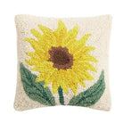 Sunflower Floral Wool Hooked Throw Pillow, 10x10 inch, front view