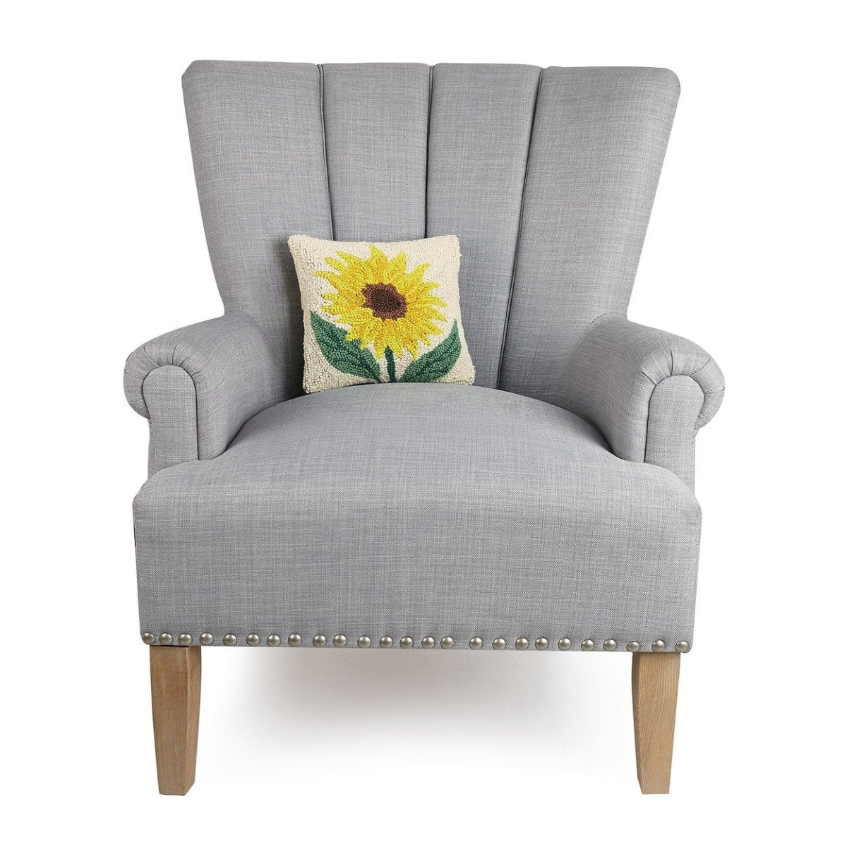 Sunflower Floral Wool Hooked Throw Pillow, styled lifestyle view