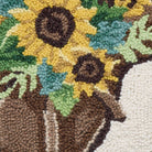 Sunflower Saddle Hooked Wool Throw Pillow, close-up detail