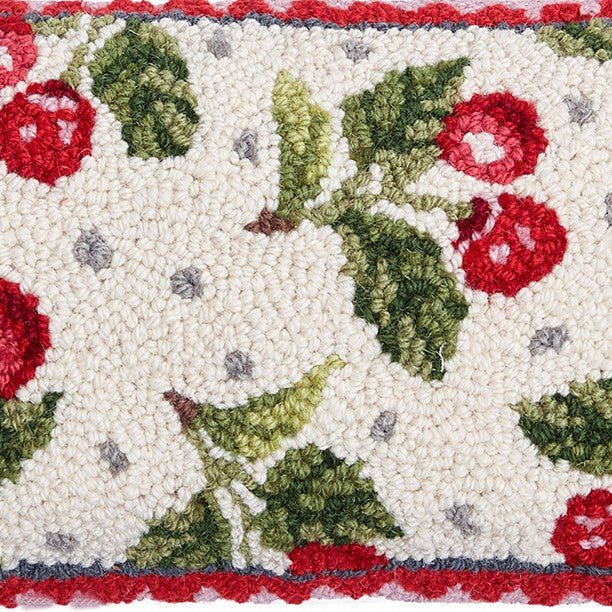 Sweet Cherry Hooked Wool Throw Pillow, close-up detail