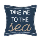 Take Me to the Sea Embroidered Throw Pillow, 16x16 inch, front view