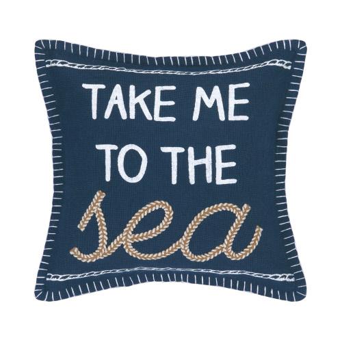 Take Me to the Sea Embroidered Throw Pillow, 16x16 inch, front view