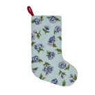 Teal & Purple Floral Hooked Wool Christmas Stocking, 12x20 inch, front view