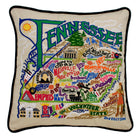 Tennessee State Volunteer hand-embroidered throw pillow showcasing iconic landmarks