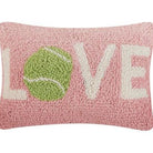 Tennis Love Hooked Wool Throw Pillow, close-up detail