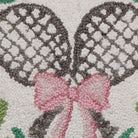 Tennis with Wreath Hooked Wool Throw Pillow, close-up detail