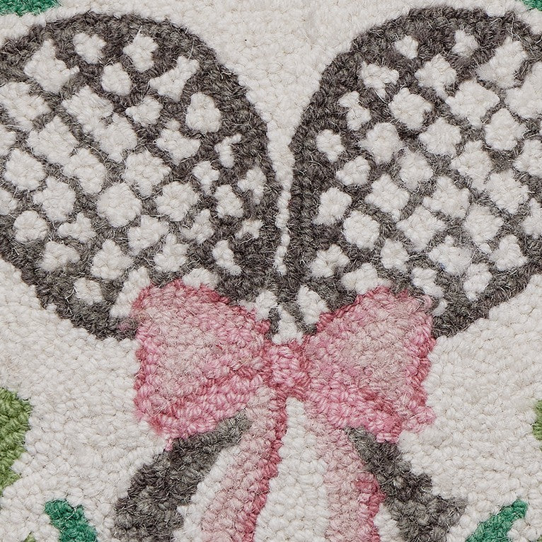 Tennis with Wreath Hooked Wool Throw Pillow, close-up detail