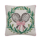 Tennis with Wreath Hooked Wool Throw Pillow, 16x16 inch, front view