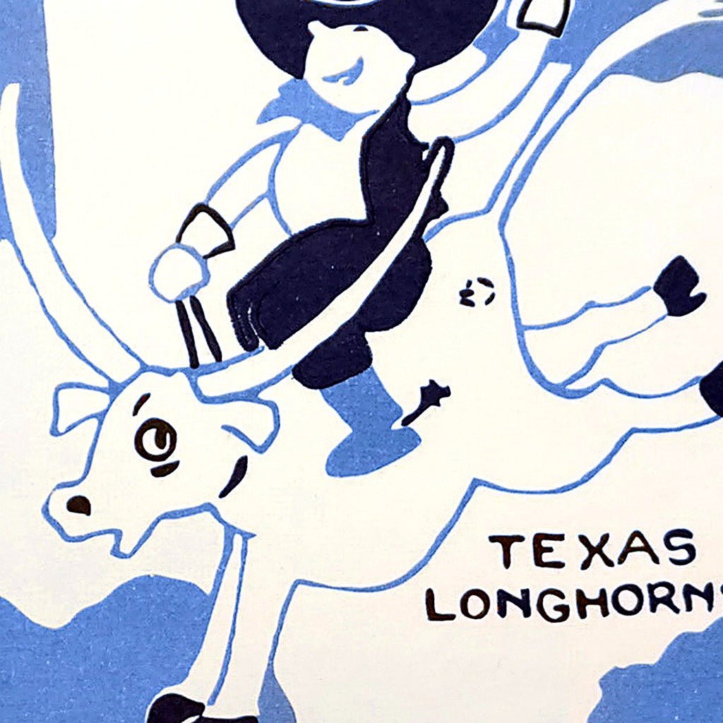 Hand-stitched wool detail of Texas Cowboy Longhorn Western Travel needlepoint pillow showing intricate weave pattern and texture