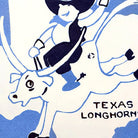 Hand-stitched wool detail of Texas Cowboy Longhorn Western Travel needlepoint pillow showing intricate weave pattern and texture