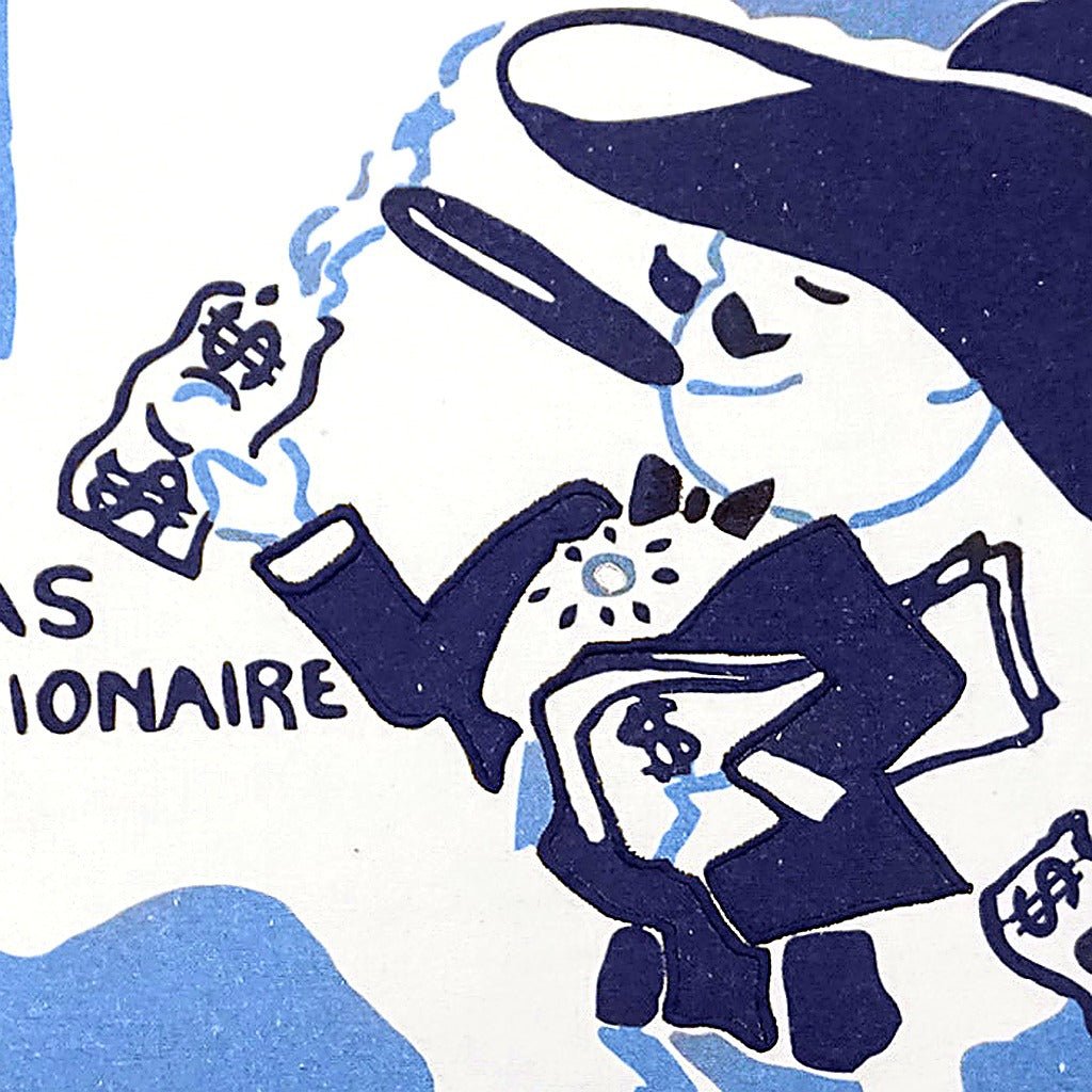 Texas Millionaire Cowboy Retro Travel pillow fabric closeup showing hand-embroidered needlepoint wool texture and color detail