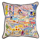 Texas State Lone Star hand-embroidered throw pillow showcasing iconic landmarks