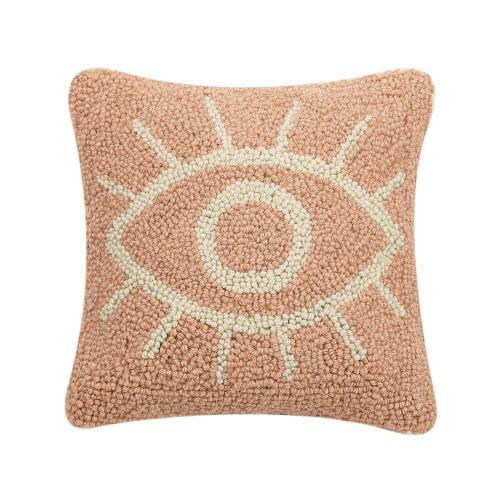 The Eye Hooked Wool Throw Pillow, 10x10 inch, front view