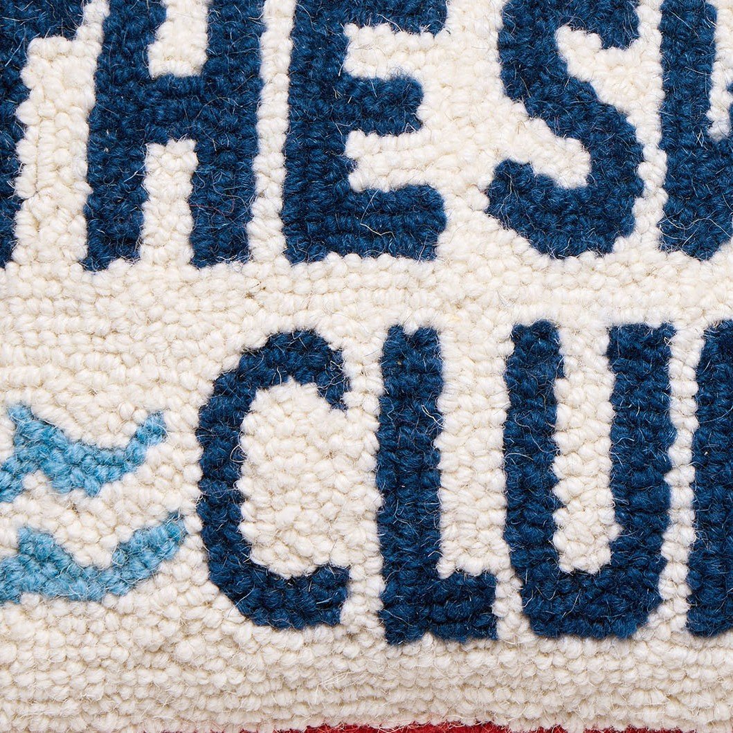 The Swim Club Hooked Wool Throw Pillow, close-up detail