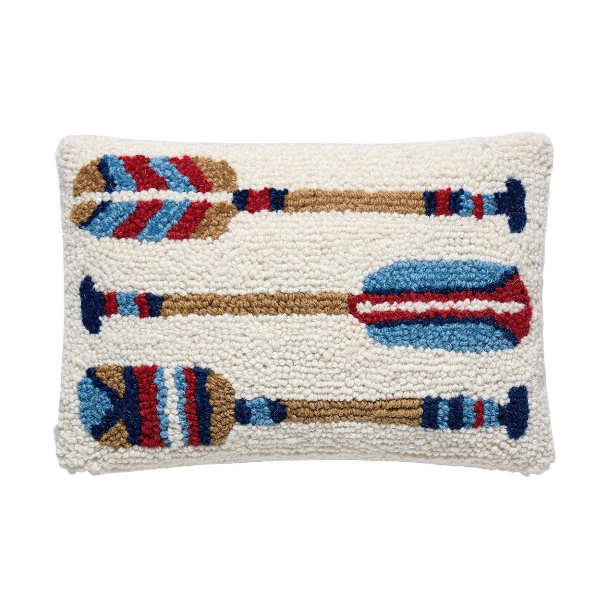 Three Oars Lake House Wool Hooked Throw Pillow, 8x12 inch, front view