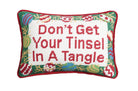 Tinsel Tangle Ebb Needlepoint Christmas Throw Pillow, 8x12 inch, front view