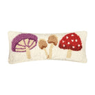 Toadstool Trio Mushrooms Hooked Wool Throw Pillow, 12x5 inch, front view