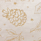 Tossed Foliage Champagne Velvet Embroidered Christmas Throw Pillow, close-up detail