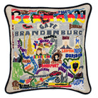 Traditional Germany hand-embroidered throw pillow showcasing iconic landmarks
