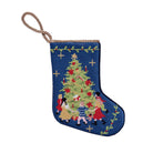 Tree & Friends Mini Embroidered Needlepoint Christmas Stocking, 6x4 inch, front view