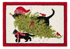 Tree- Lab Hooked Wool Christmas Rug, 27x40 inch, front view