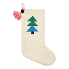 Tree with Tassel Hooked Wool Christmas Stocking, 12x20 inch, front view