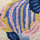 Tropical Fish Hooked Wool Throw Pillow, close-up detail