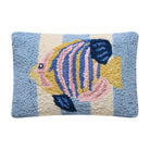 Tropical Fish Hooked Wool Throw Pillow, 8x12 inch, front view