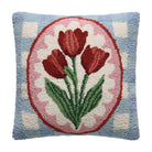 Tulip Frame Hooked Wool Throw Pillow, 14x14 inch, front view