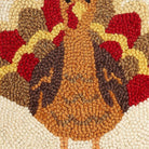 Turkey Hooked Wool Fall Harvest Throw Pillow, close-up detail