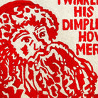 Hand-stitched wool detail of Twinkle Santa Holiday needlepoint rug showing intricate weave pattern and texture