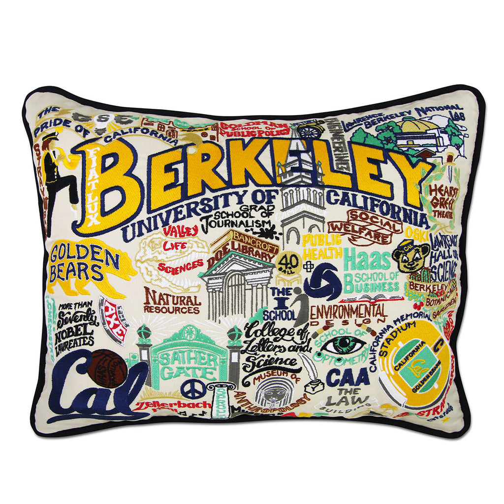 UC Berkeley Cal Golden Bears embroidered throw pillow with school mascot.