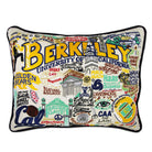 UC Berkeley Golden Bears hand-embroidered throw pillow featuring school colors and mascot imagery