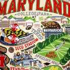 Close-up embroidery detail of the University of Maryland Terrapins Embroidered College Pillow