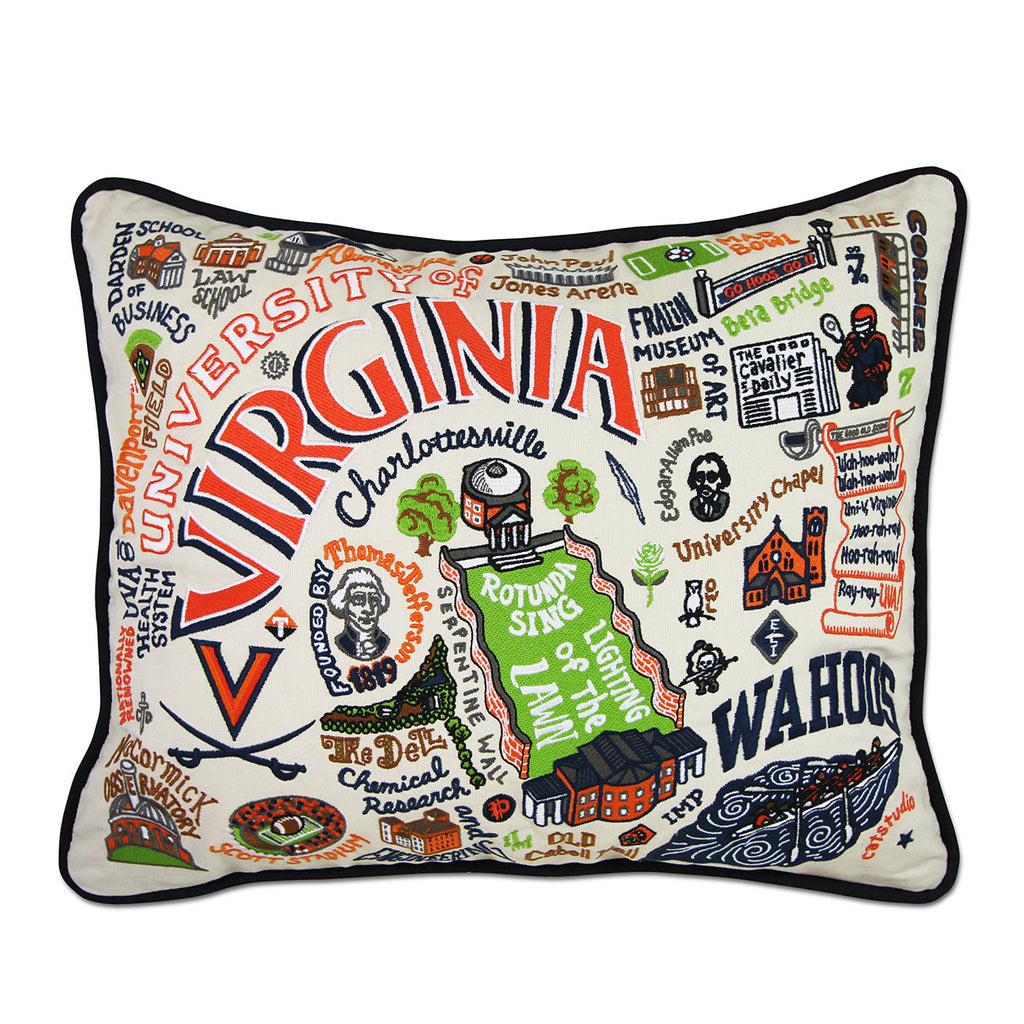 University of Virginia Cavaliers embroidered throw pillow with school emblem.