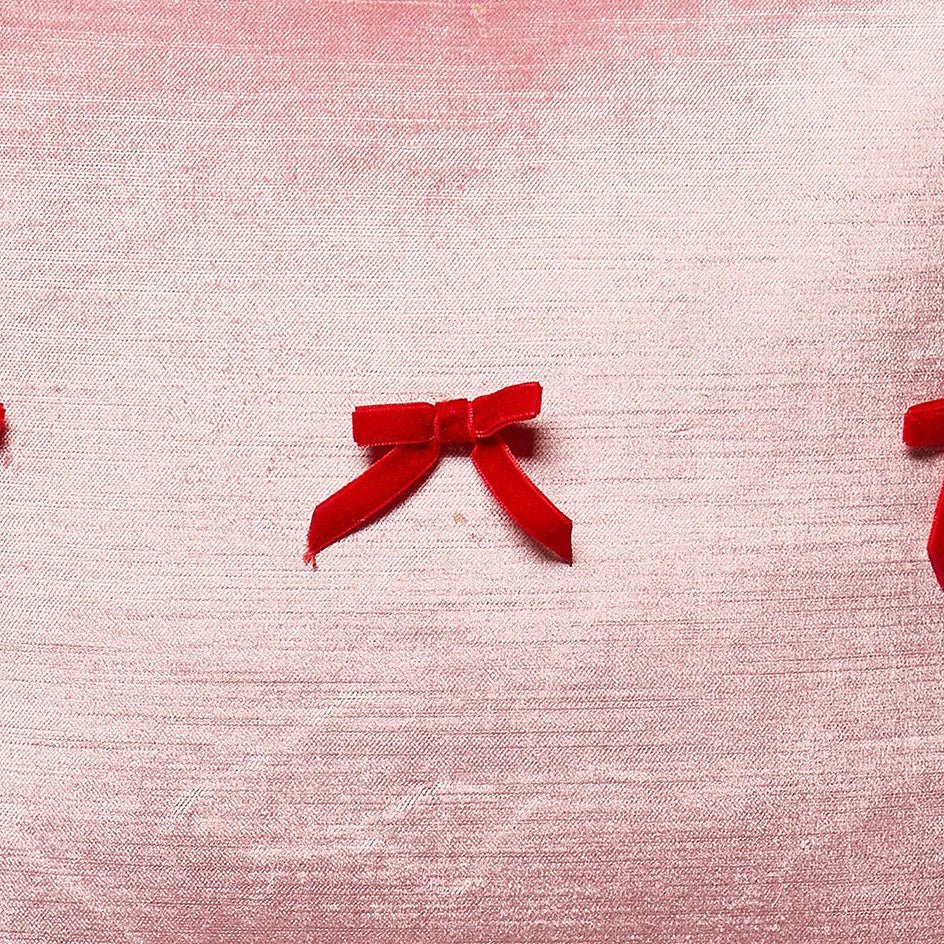 Velvet Scallop Ribbon Woven Throw Pillow, close-up detail