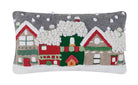Village Felt Embroidered Christmas Throw Pillow, 9x16 inch, front view