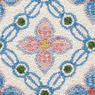Vintage Floral Tile Hooked Wool Throw Pillow, close-up detail