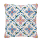 Vintage Floral Tile Hooked Wool Throw Pillow, 16x16 inch, front view