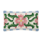 Vintage Floral Tile Lumber Hooked Wool Throw Pillow, 9x16 inch, front view
