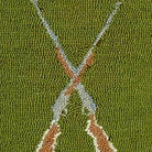 Vintage Hunting Red Shotgun Wool Hooked pillow fabric closeup showing hand-embroidered needlepoint wool texture and color detail