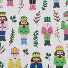 Vintage Nutcrackers with Pom Pom Printed Christmas Kitchen Towel, close-up detail