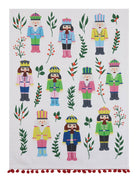 Vintage Nutcrackers with Pom Pom Printed Christmas Kitchen Towel, 18x25 inch, front view