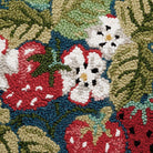 Vintage Strawberries Hooked Wool Throw Pillow, close-up detail