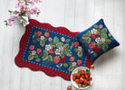 Vintage Strawberries Hooked Wool Throw Pillow styled in a room setting, 16x16 inch