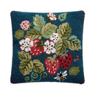 Vintage Strawberries Hooked Wool Throw Pillow, 16x16 inch, front view