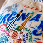 Virginia Beach Oceanfront Embroidered Travel Pillow - close-up detail of hand-embroidered needlepoint stitching