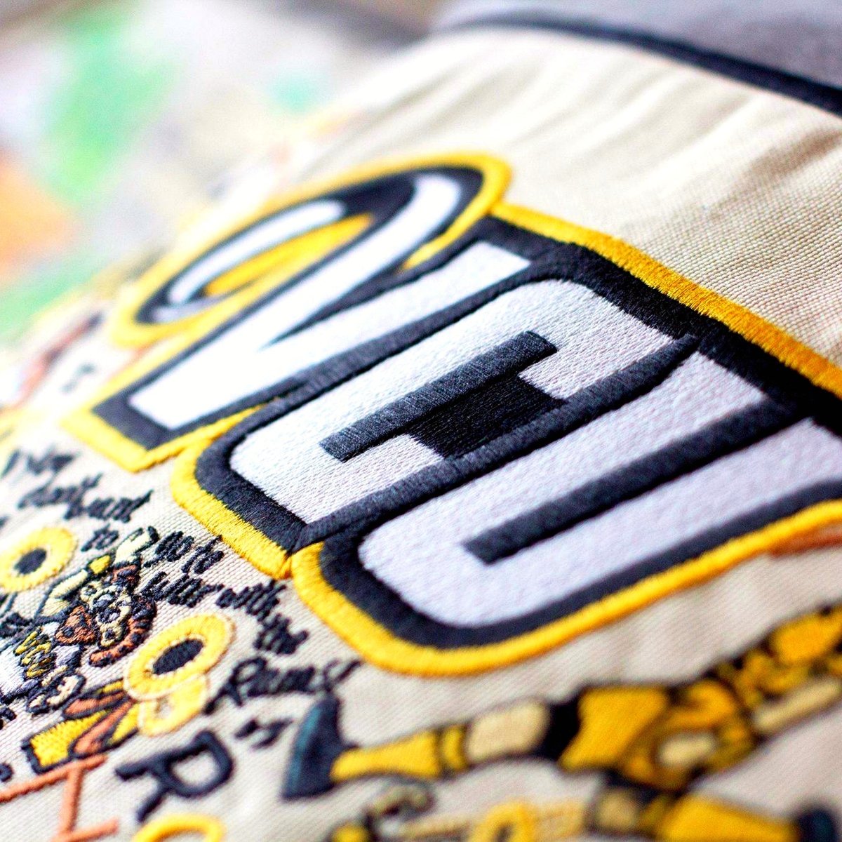 Virginia Commonwealth University Rams Embroidered College Pillow - close-up detail of hand-embroidered needlepoint stitching