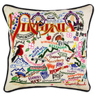 Virginia State Old Dominion hand-embroidered throw pillow showcasing iconic landmarks
